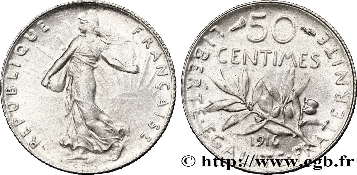50 centimes Semeuse 1916  F.190/23 MS62 
