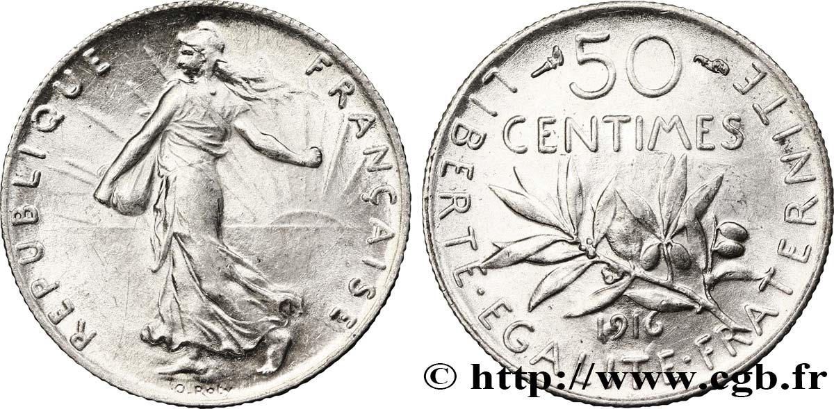 50 centimes Semeuse 1916  F.190/23 EBC62 