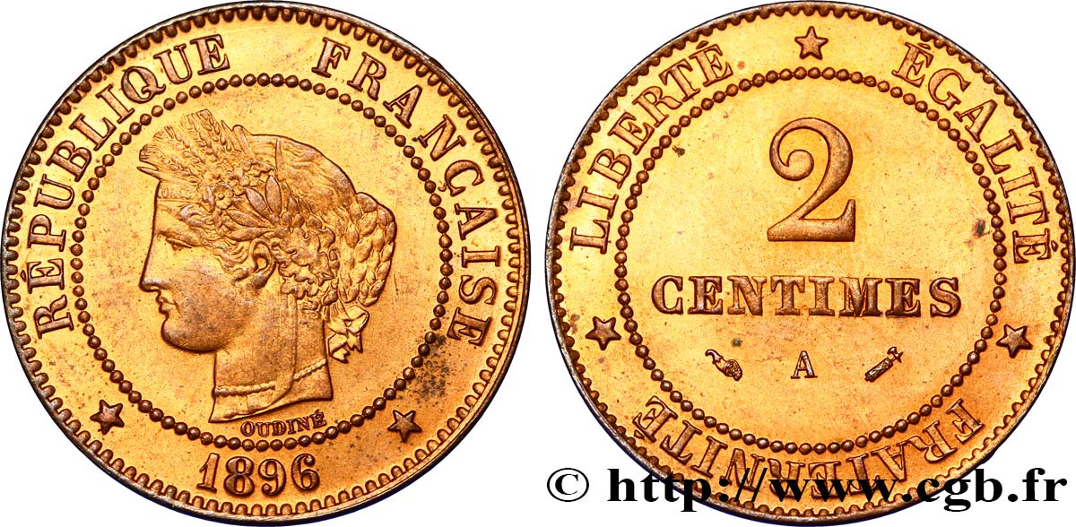 2 centimes Cérès 1896 Paris F.109/22 SPL63 