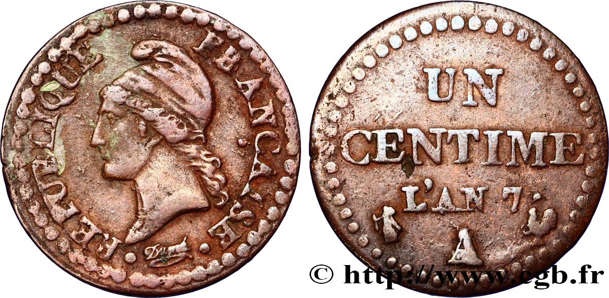 Un centime Dupré, petit 7 1799 Paris F.100/14 TTB40 