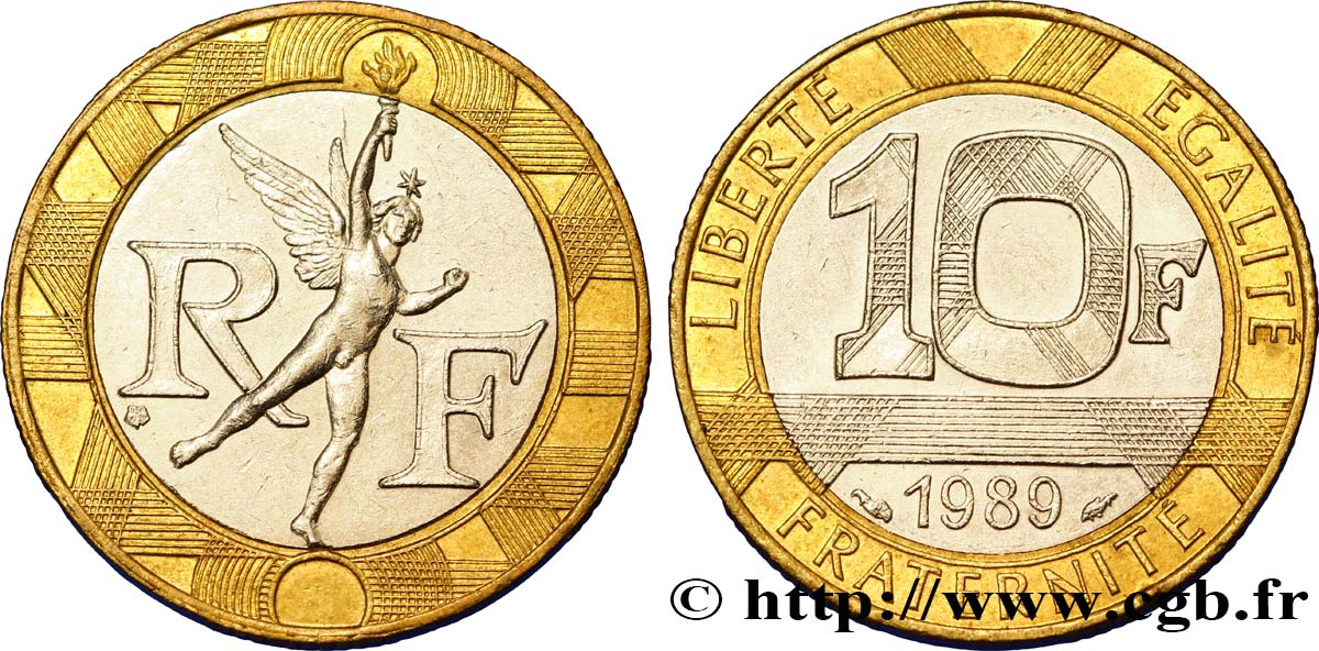 10 francs Génie de la Bastille, 13 cannelures 1989 Pessac F.375/4 TTB50 
