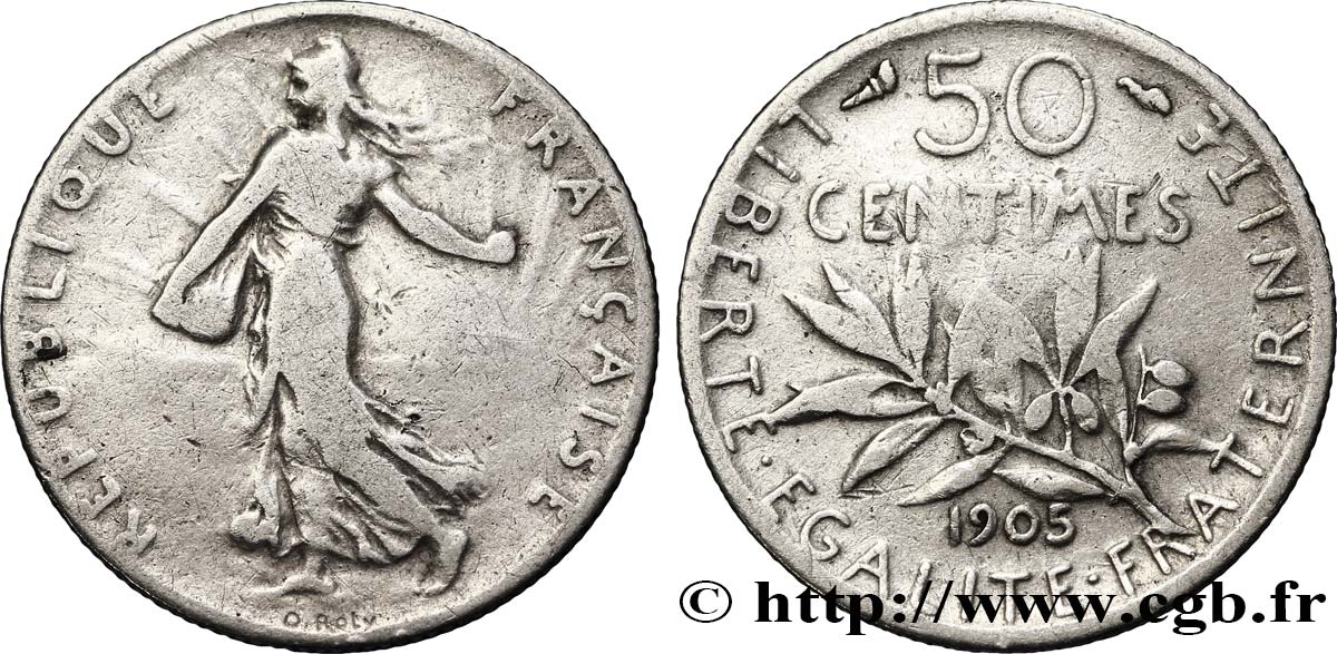 50 centimes Semeuse 1905 Paris F.190/12 BC20 