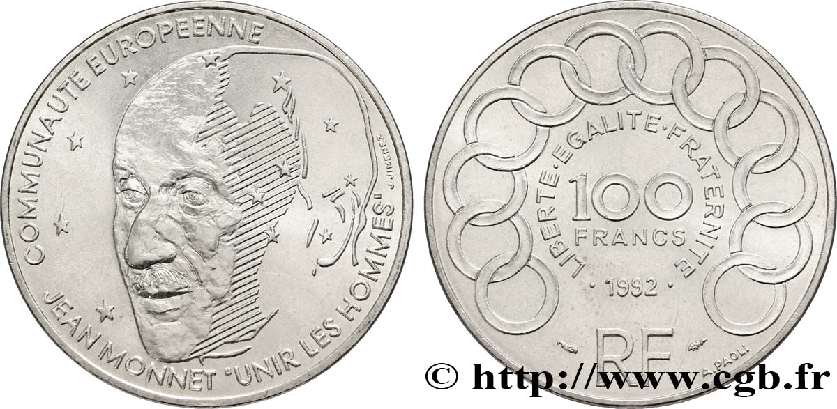 100 francs Jean Monnet 1992  F.460/2 MS64 