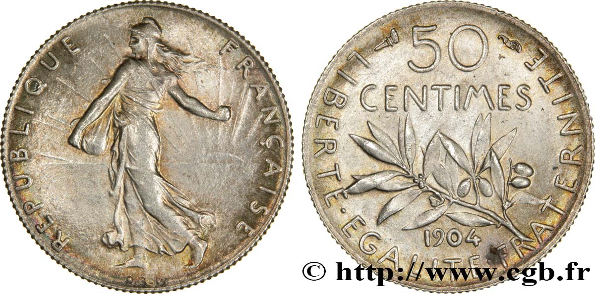 50 centimes Semeuse 1904  F.190/11 EBC60 