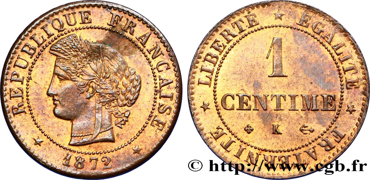 1 centime Cérès 1872 Bordeaux F.104/2 BB54 