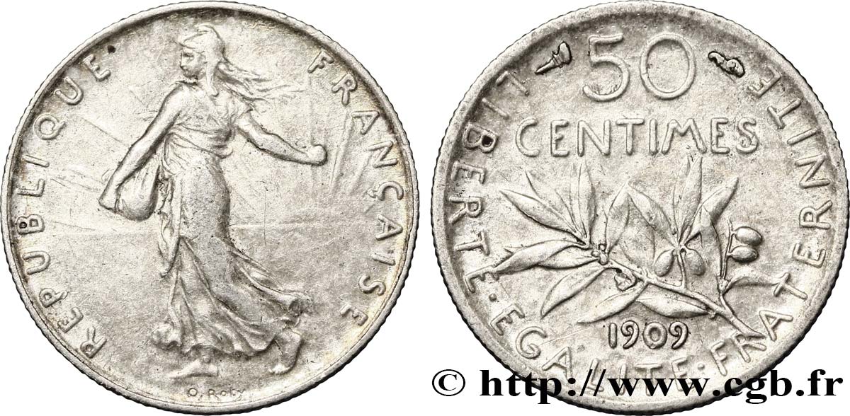 50 centimes Semeuse 1909  F.190/16 MBC50 
