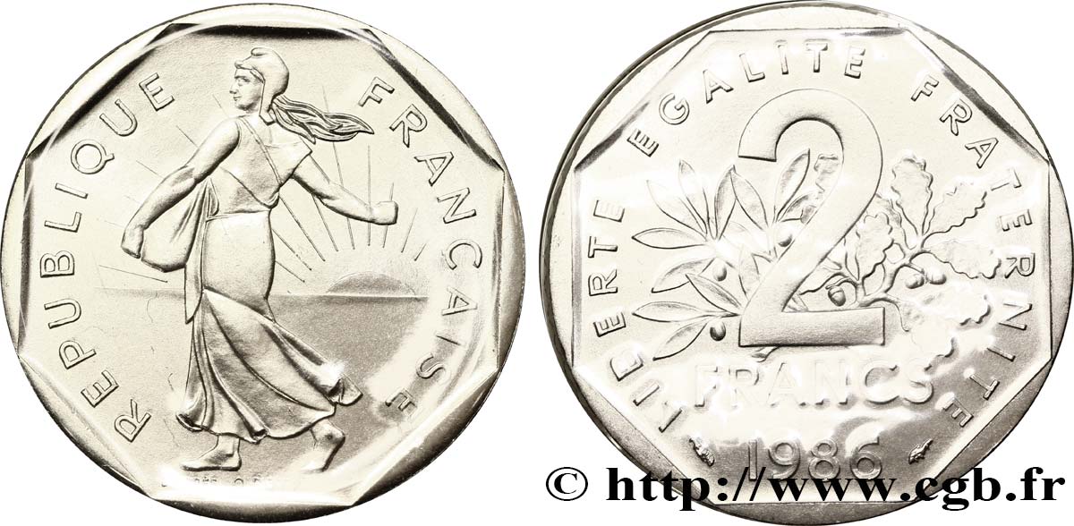 2 francs Semeuse, nickel 1986 Pessac F.272/10 MS70 