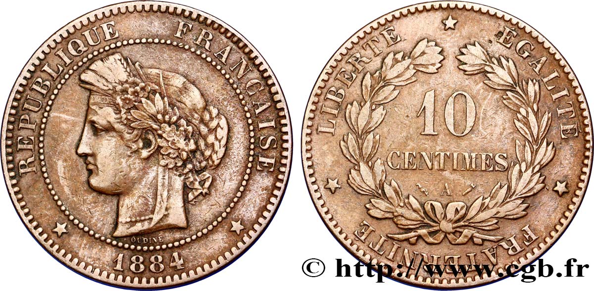 10 centimes Cérès 1884 Paris F.135/28 MBC40 