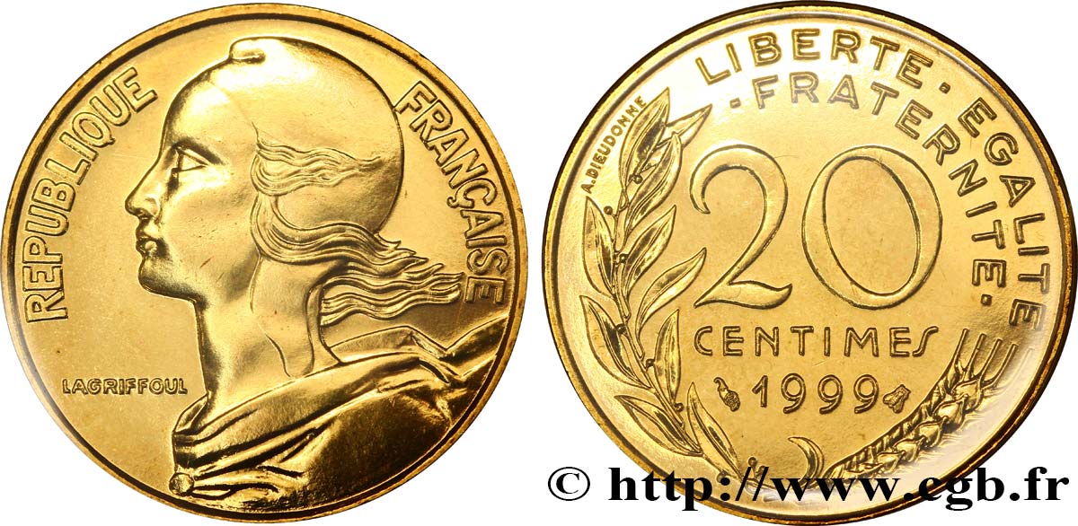20 centimes Marianne 1999 Pessac F.156/43 MS68 