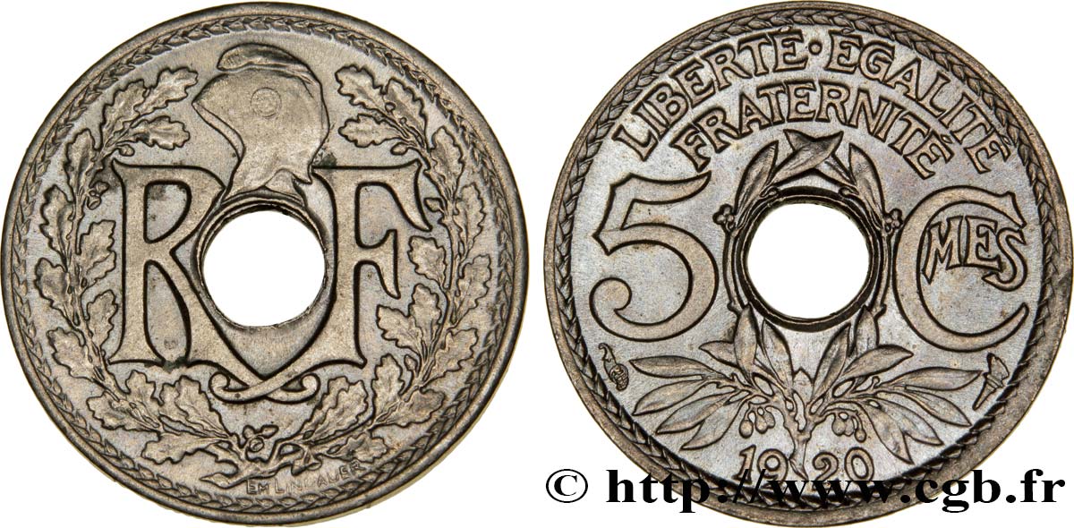 5 centimes Lindauer, petit module 1920  F.122/2 MS63 