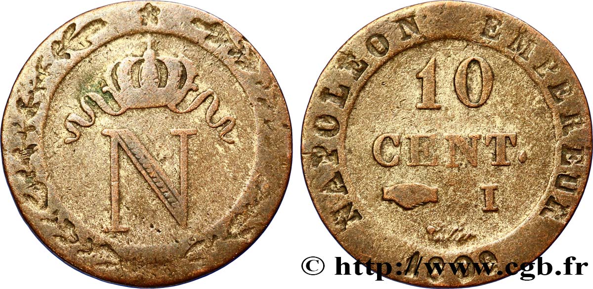 10 cent. à l N couronnée 1809 Limoges F.130/15 BC35 