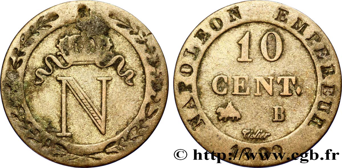 10 cent. à l N couronnée 1809 Rouen F.130/11 S30 