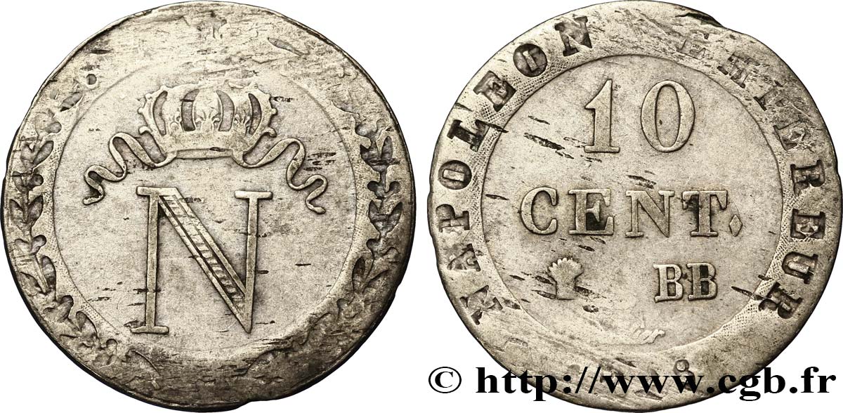 10 cent. à l N couronnée 1808 Strasbourg F.130/4 BB45 