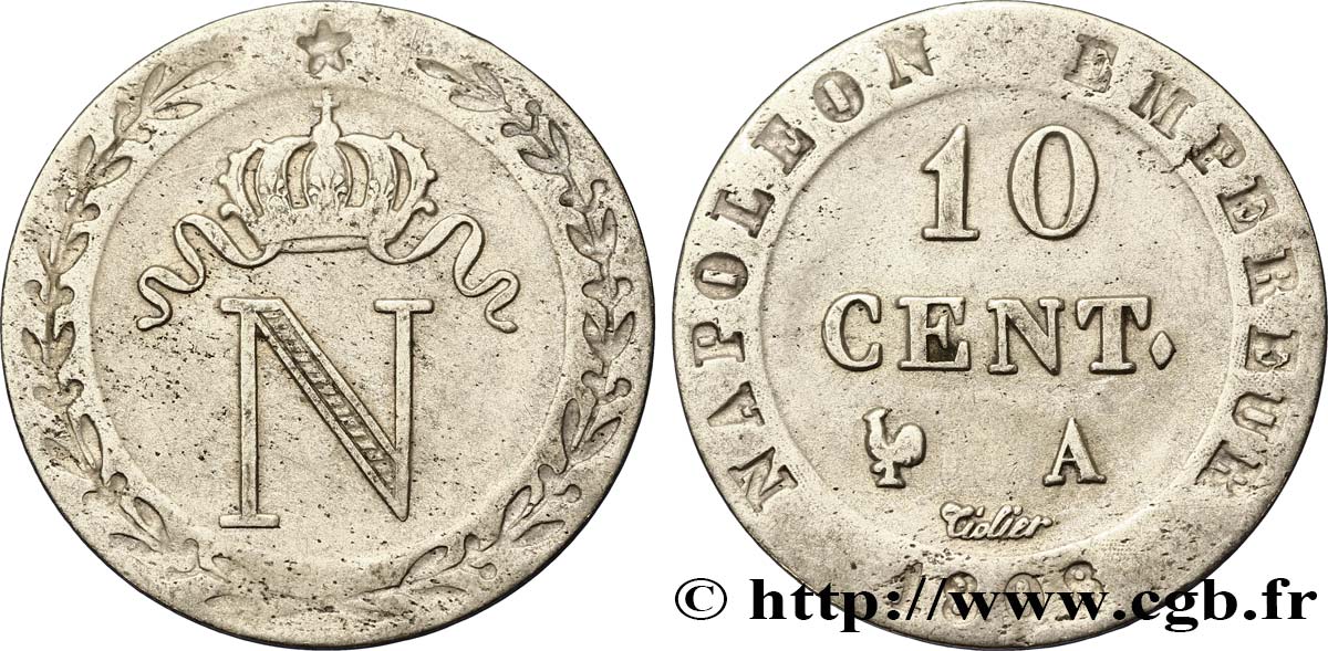10 cent. à l N couronnée 1808 Paris F.130/2 TTB52 