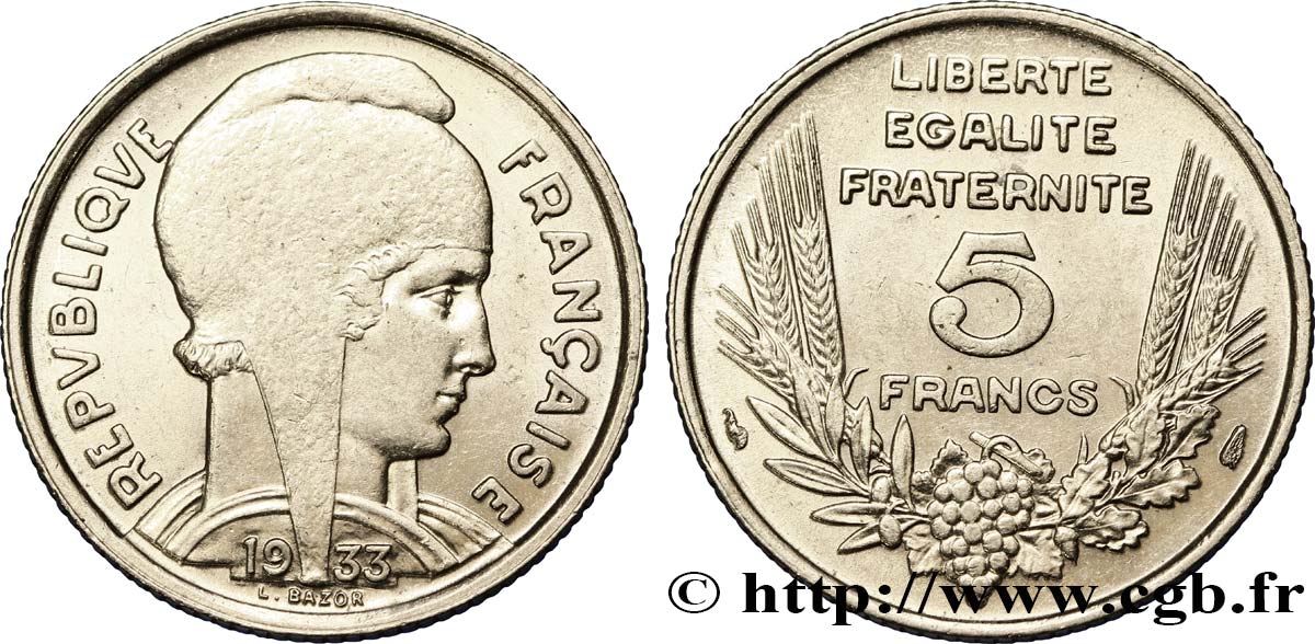 5 francs Bazor 1933  F.335/2 EBC58 
