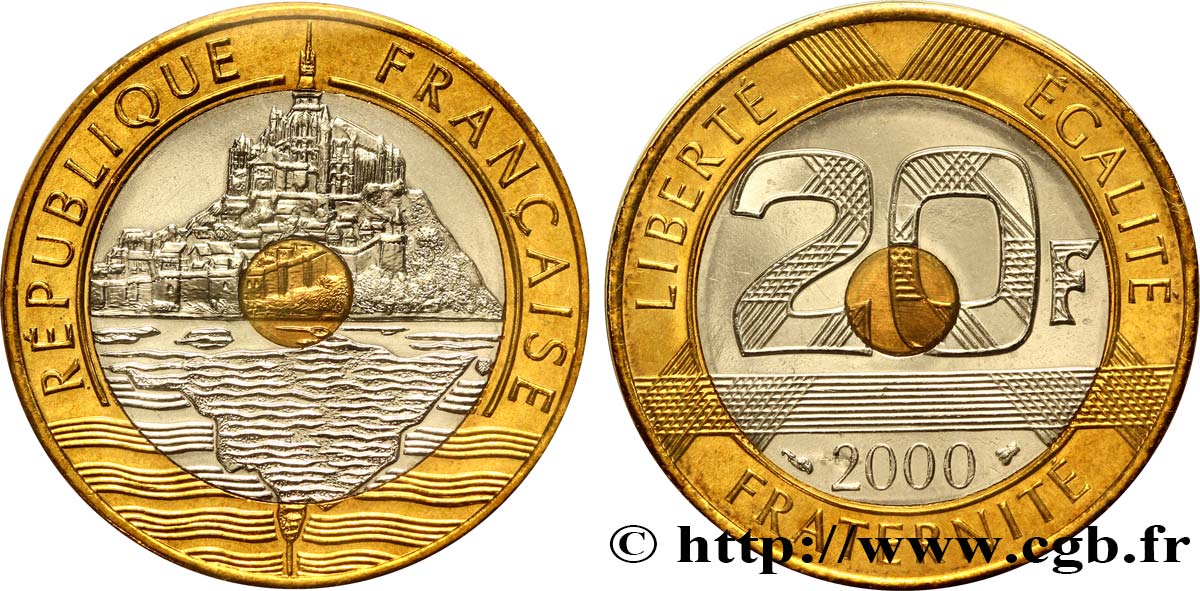 20 francs Mont Saint-Michel, BU (Brillant Universel) 2000 Pessac F.403/16 MS68 