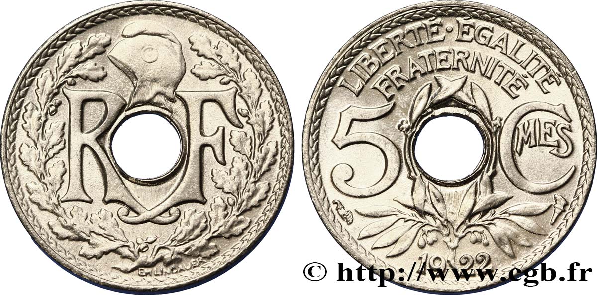 5 centimes Lindauer, petit module 1922 Paris F.122/4 FDC65 