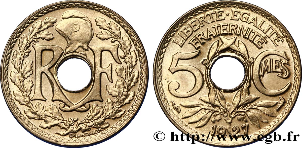 5 centimes Lindauer, petit module 1927  F.122/12 SC64 
