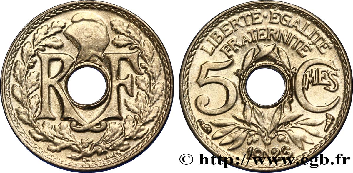 5 centimes Lindauer, petit module 1923 Paris F.122/6 SPL64 