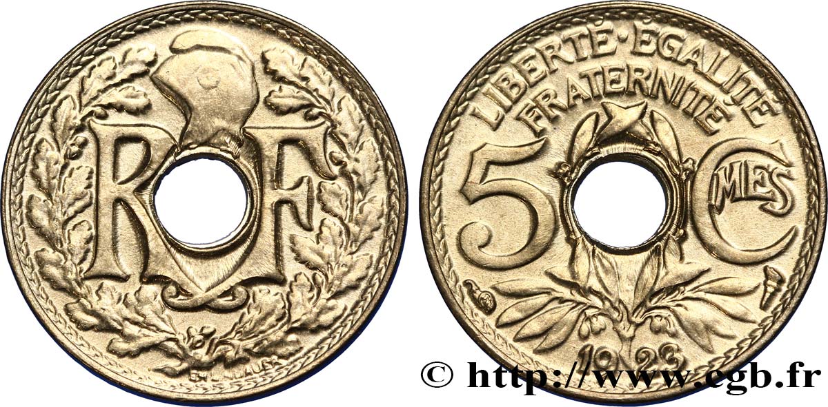 5 centimes Lindauer, petit module 1923 Paris F.122/6 SPL64 
