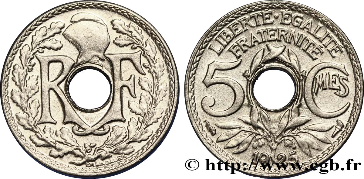 5 centimes Lindauer, petit module 1925  F.122/10 MS64 
