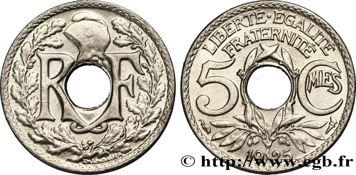 5 centimes Lindauer, petit module 1925  F.122/10 MS64 
