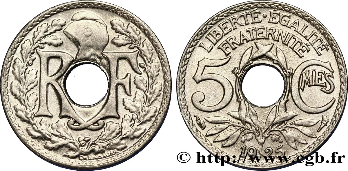 5 centimes Lindauer, petit module 1925  F.122/10 SPL64 