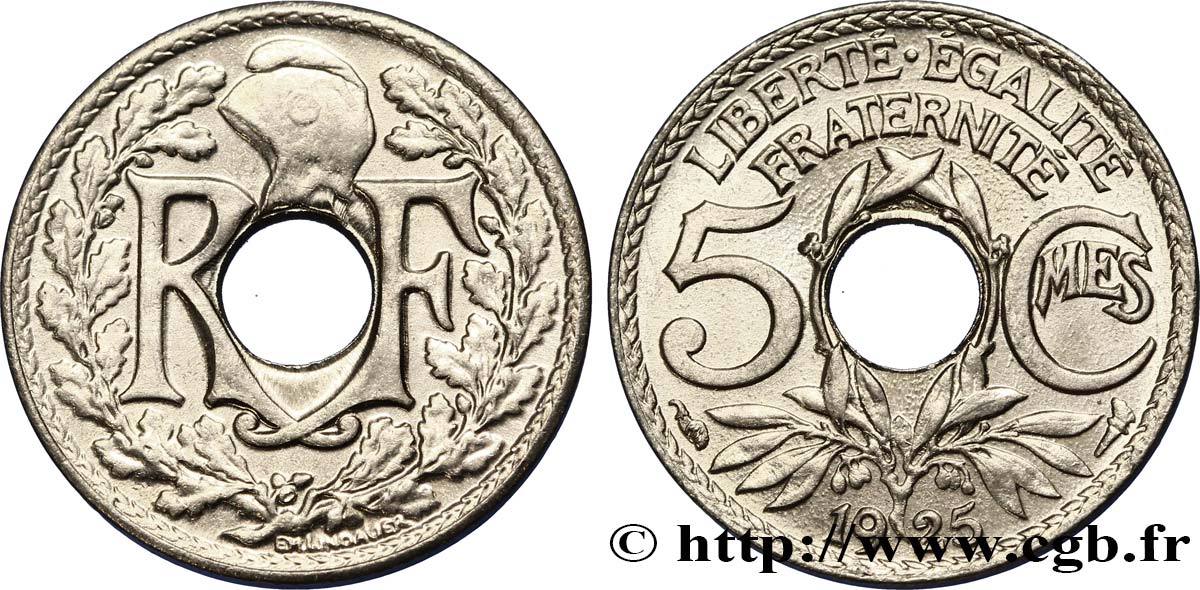 5 centimes Lindauer, petit module 1925  F.122/10 SC64 