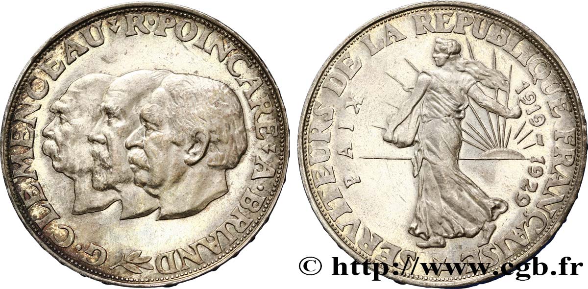 Module de 20 francs argent, 10e anniversaire de la Paix 1929 Paris G.851  SUP62 