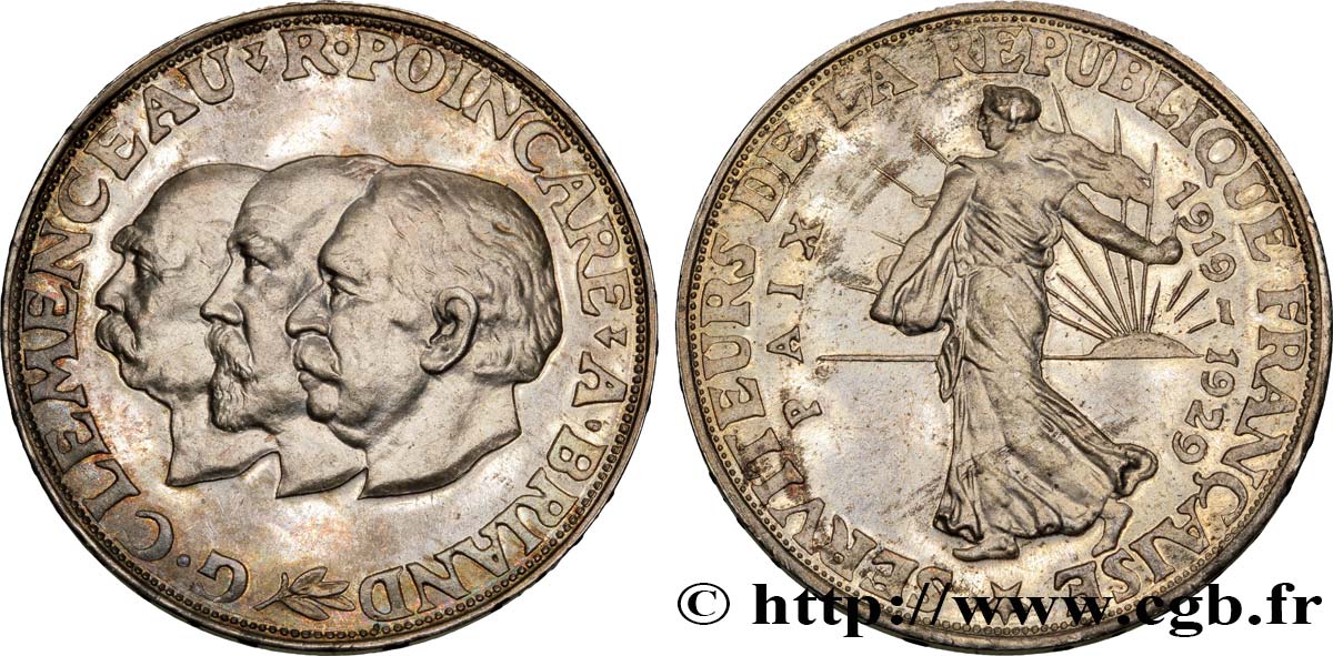 Module de 20 francs argent, 10e anniversaire de la Paix 1929 Paris G.851  SUP62 