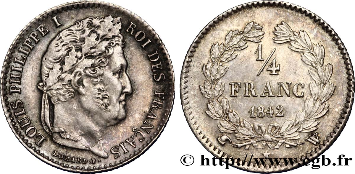1/4 franc Louis-Philippe 1842 Lille F.166/92 SUP62 