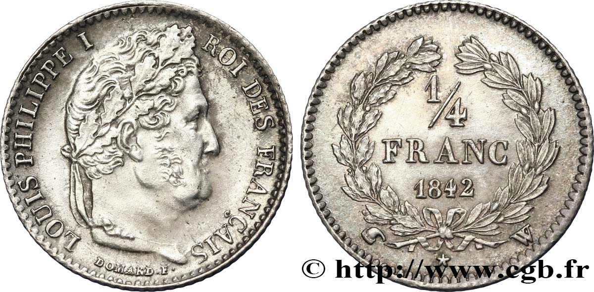 1/4 franc Louis-Philippe 1842 Lille F.166/92 MS60 