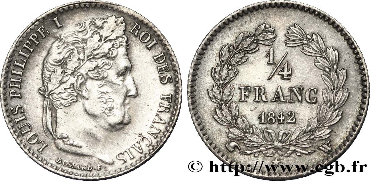 1/4 franc Louis-Philippe 1842 Lille F.166/92 SUP60 