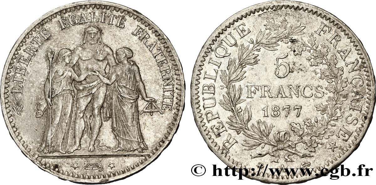 5 francs Hercule 1877 Paris F.334/19 SS48 