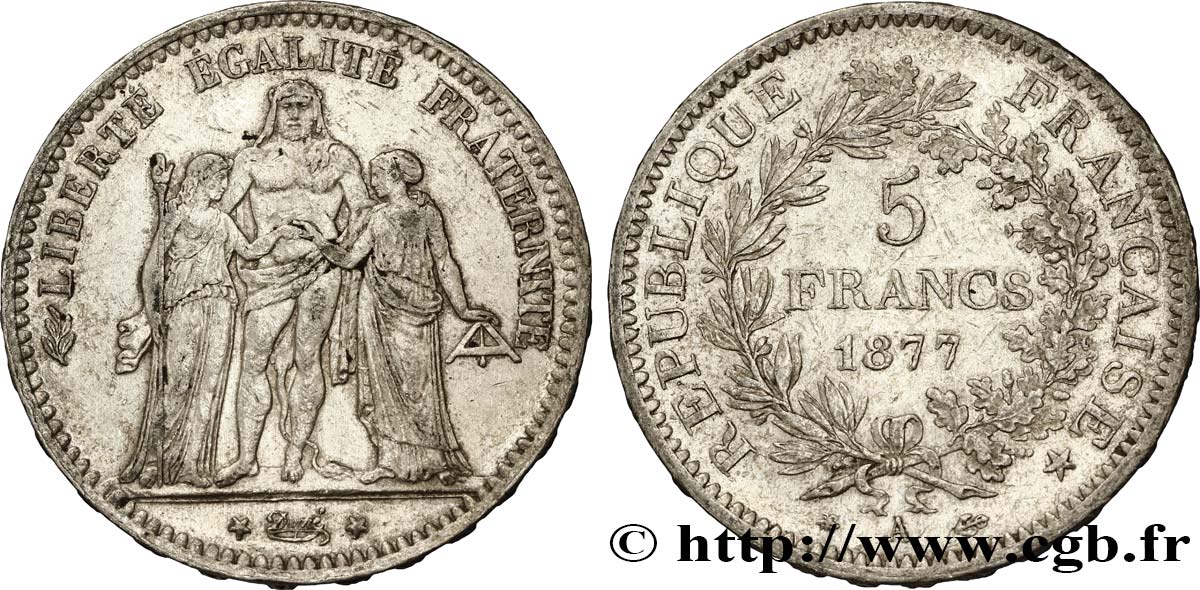 5 francs Hercule 1877 Paris F.334/19 SS48 