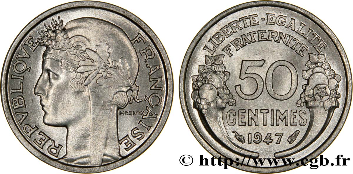 50 centimes Morlon, légère 1947  F.194/10 MS65 