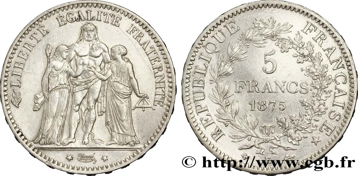 5 francs Hercule 1875 Bordeaux F.334/16 XF48 