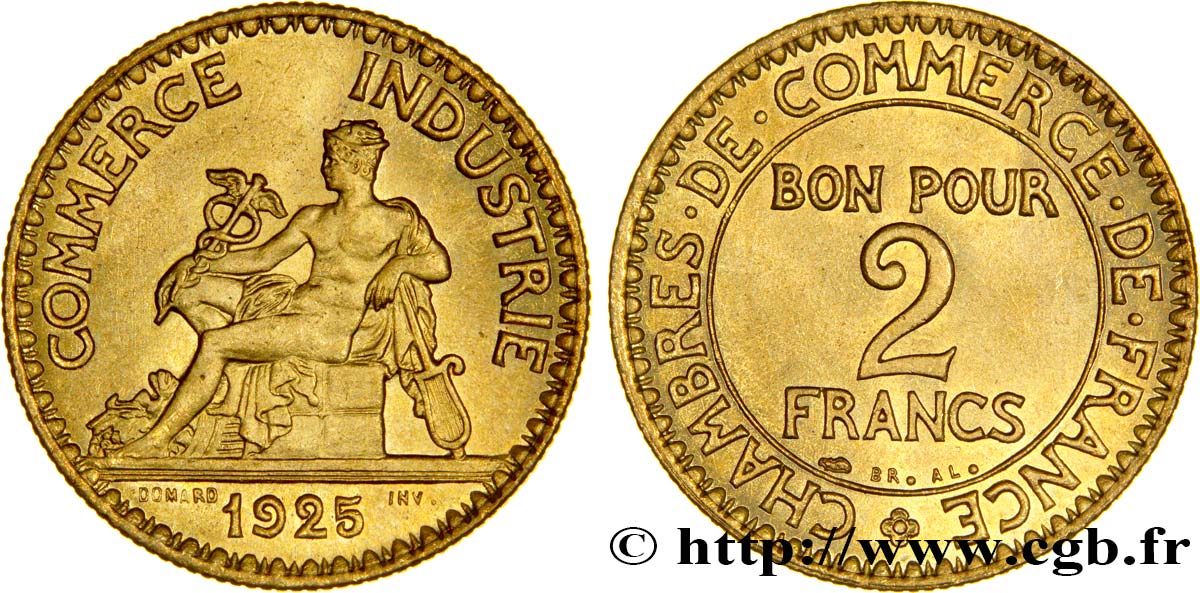 2 francs Chambres de Commerce 1925  F.267/7 VZ62 