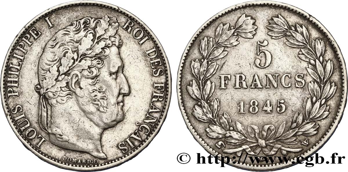 5 francs IIIe type Domard 1845 Lille F.325/9 XF48 