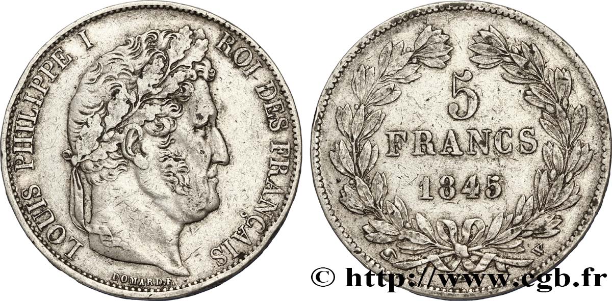 5 francs IIIe type Domard 1845 Lille F.325/9 TTB48 