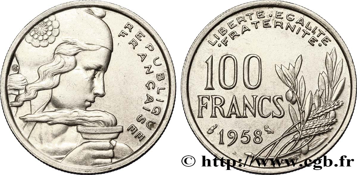 100 francs Cochet, chouette 1958  F.450/13 TTB50 