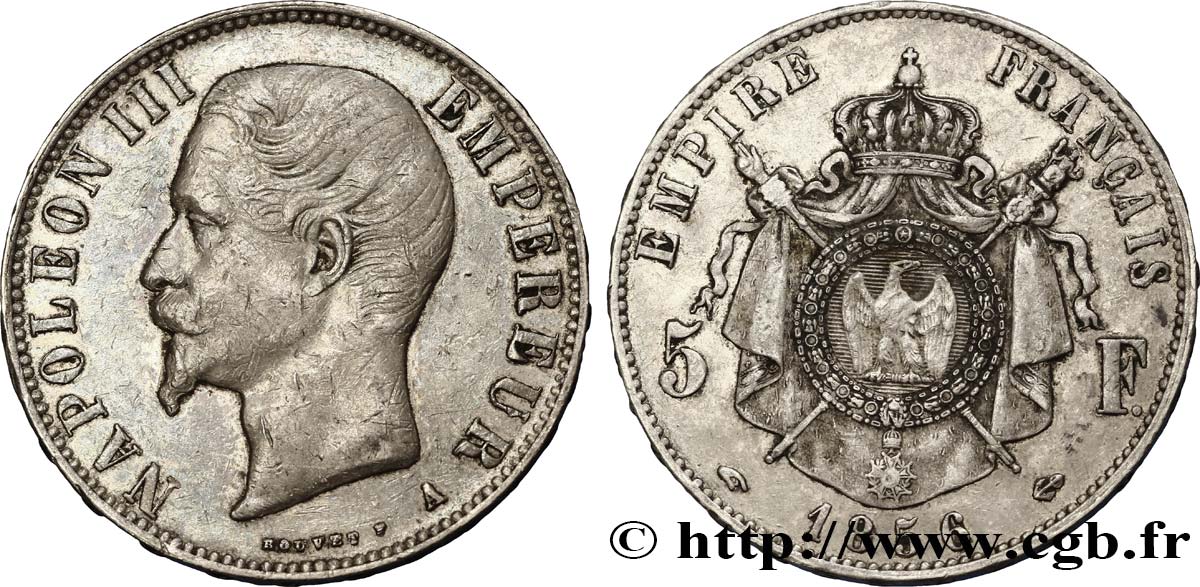5 francs Napoléon III, tête nue 1856 Paris F.330/6 TTB48 