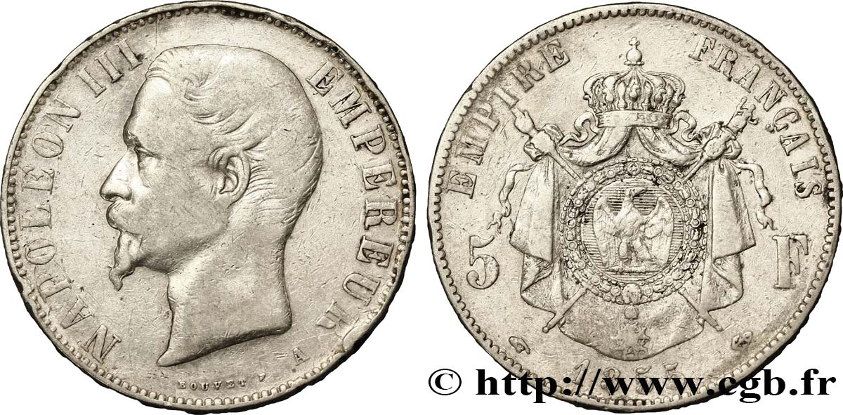 5 francs Napoléon III, tête nue 1855 Paris F.330/3 MB30 