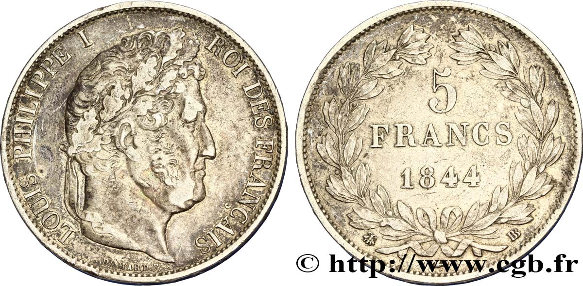 5 francs IIIe type Domard 1844 Strasbourg F.325/3 XF45 