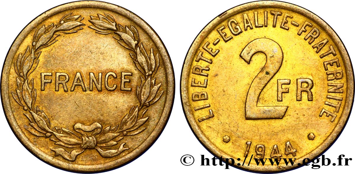 2 francs France 1944  F.271/1 MBC48 