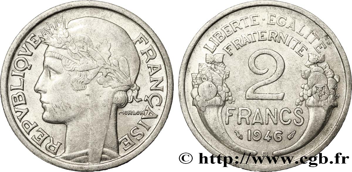 2 francs Morlon, aluminium 1946 Beaumont-Le-Roger F.269/9 SS53 