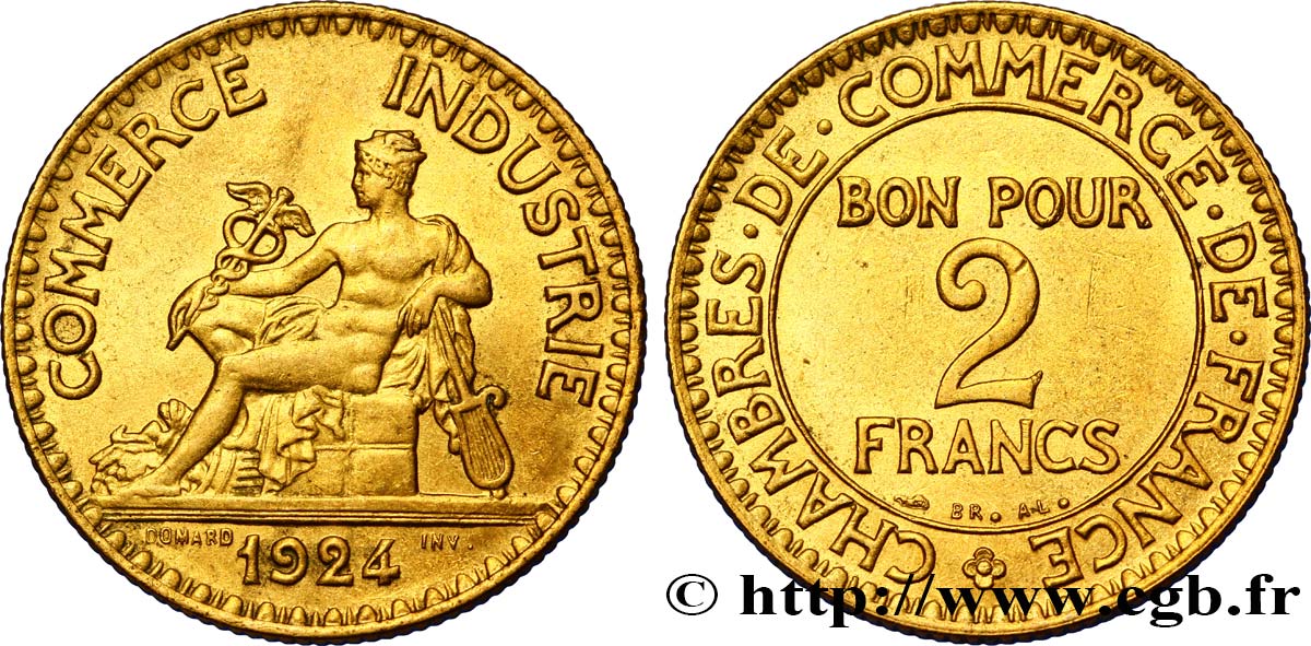 2 francs Chambres de Commerce 1924  F.267/6 VZ60 