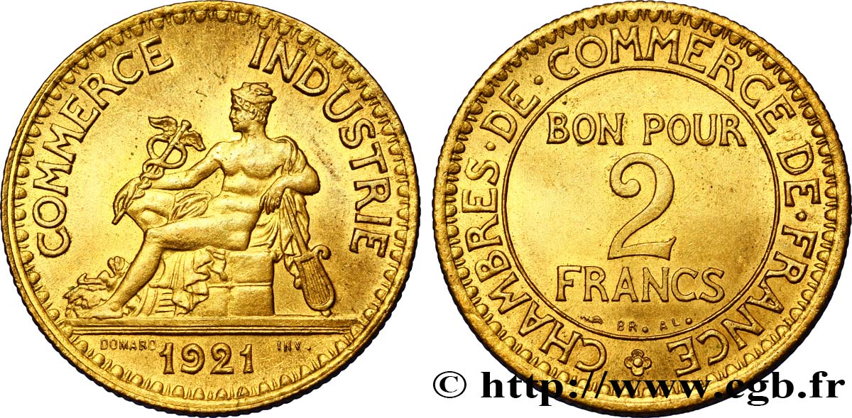 2 francs Chambres de Commerce 1921  F.267/3 EBC60 