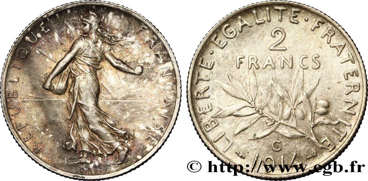 2 francs Semeuse 1914 Castelsarrasin F.266/16 AU58 