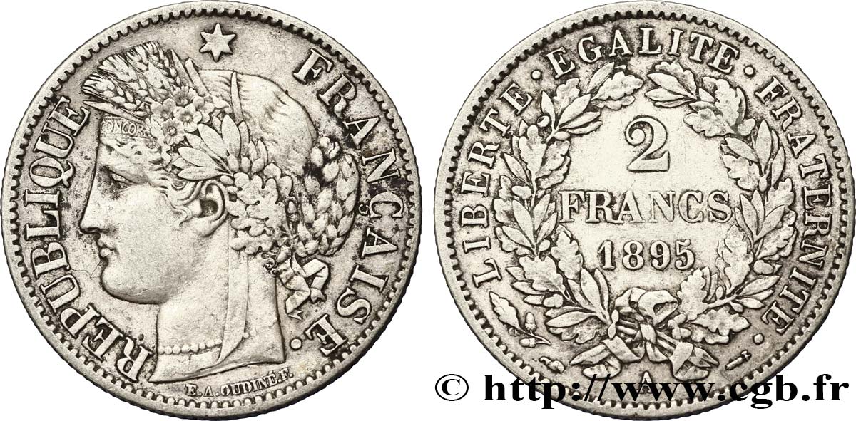 2 francs Cérès, avec légende 1895 Paris F.265/17 MBC45 